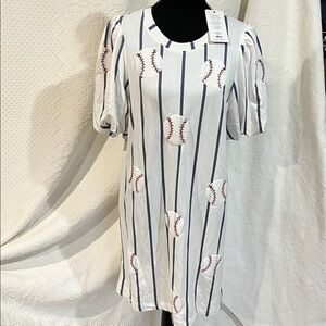 Mary Square Striped Sequin Baseball Dress, size small, NWT